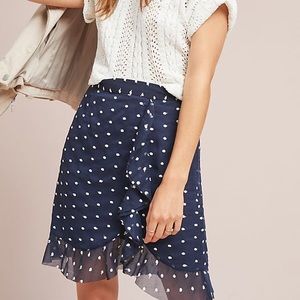 ***Anthropologie navy Hutch Clipdot Skirt***